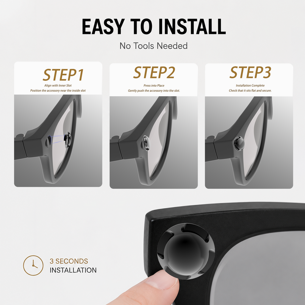 2PCS Aluminum LED Light Cover Compatible with Ray-Ban Meta Gen 1/Gen 2 Wayfarer Skyler Headliner Smart Glasses Accessory