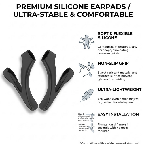 Adjustable Eyeglass Ear Grip Compatible with Oakley Meta HSTN/Vanguard, Ray-Ban Meta Gen 1/Gen 2/Wayfarer/Skyler/Headliner Smart Glasses, Anti-Slip, Soft, Comfortable Silicone Eyeglasses Retainers