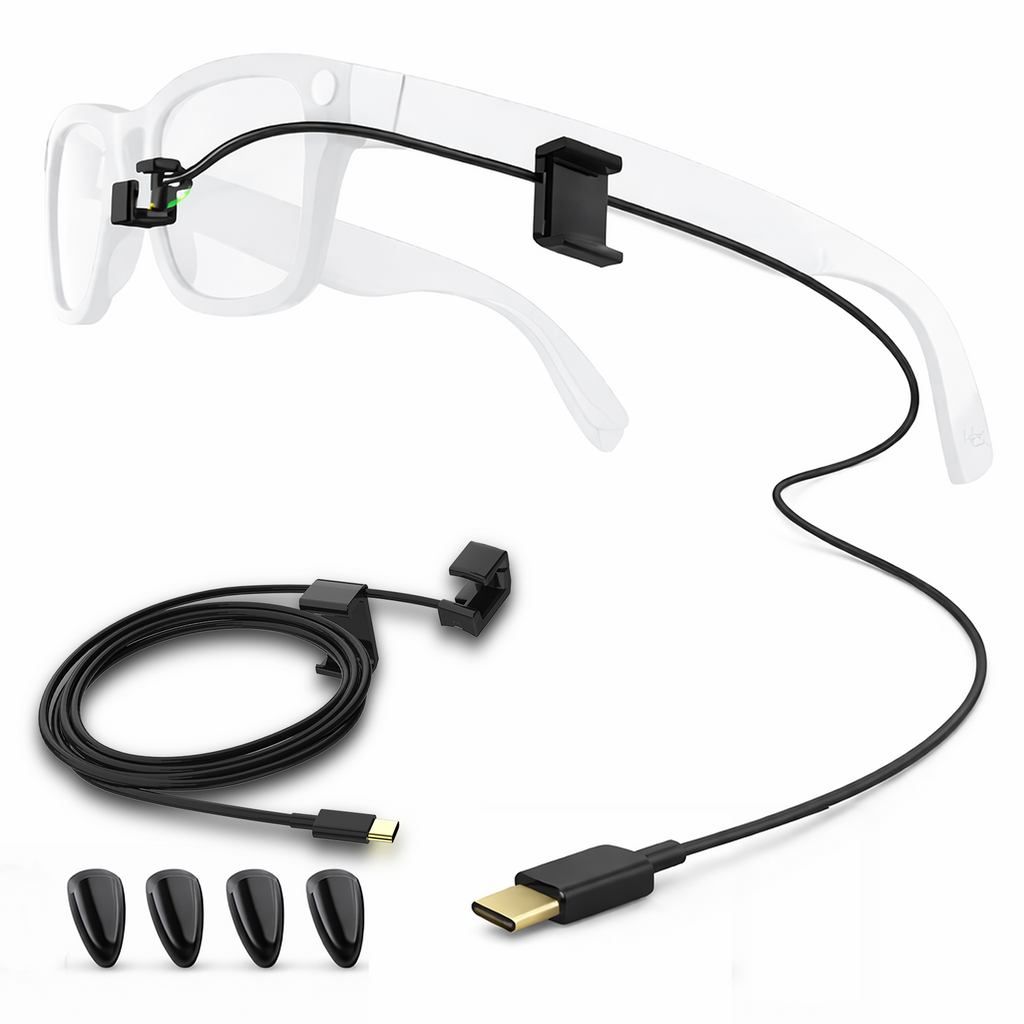 JYXEREM Charging Cable for Ray-Ban Meta Wayfarer & Gen 2, 3.9ft Type-C Clip-On Tangle-Free Design, Fast Charge While Wearing, Compatible with Power Bank, Phone, Car, Laptop