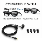 JYXEREM Charging Cable for Ray-Ban Meta Wayfarer & Gen 2, 3.9ft Type-C Clip-On Tangle-Free Design, Fast Charge While Wearing, Compatible with Power Bank, Phone, Car, Laptop
