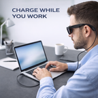 JYXEREM Charging Cable for Ray-Ban Meta Wayfarer & Gen 2, 3.9ft Type-C Clip-On Tangle-Free Design, Fast Charge While Wearing, Compatible with Power Bank, Phone, Car, Laptop