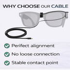JYXEREM Charging Cable for Ray-Ban Meta Wayfarer & Gen 2, 3.9ft Type-C Clip-On Tangle-Free Design, Fast Charge While Wearing, Compatible with Power Bank, Phone, Car, Laptop